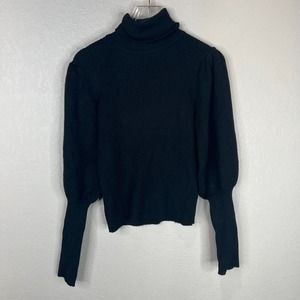 Farm Women Turtleneck Ribbed Pullover Sweater Small Long Sleeve‎ Black Capsule
